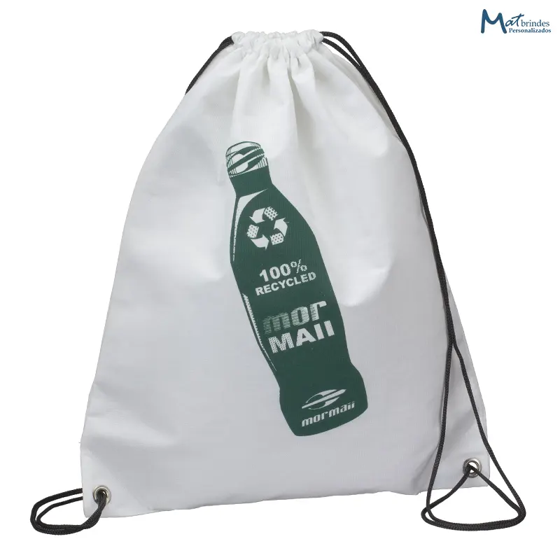 Mochila Saco Ecobag Promocional em Tecido PET Reciclado - Matbrindes Personalizados