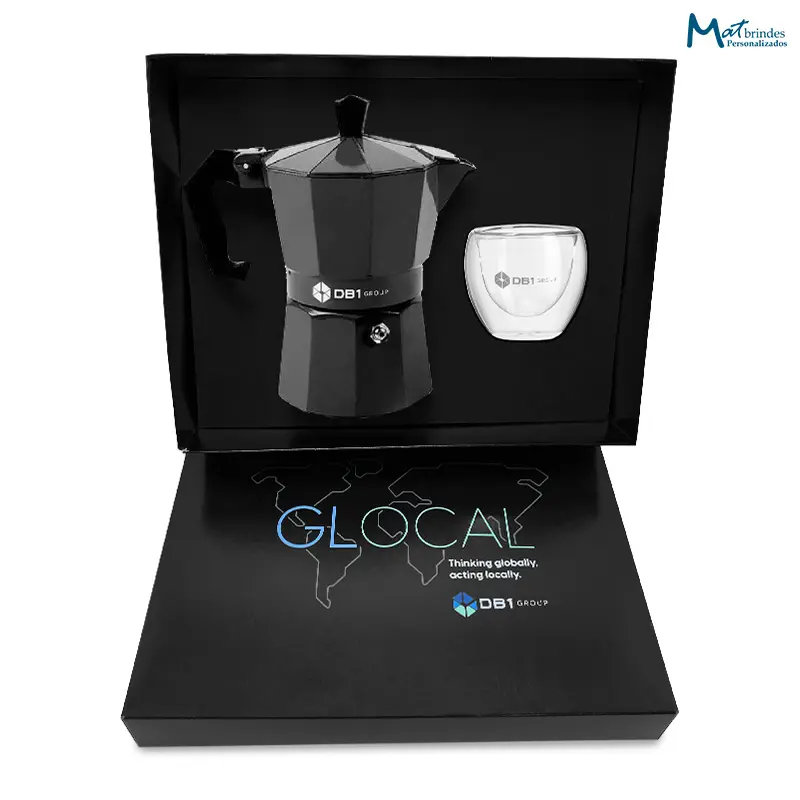 Kit Café com Cafeteira Italiana e Copo com Parede Dupla - MB356