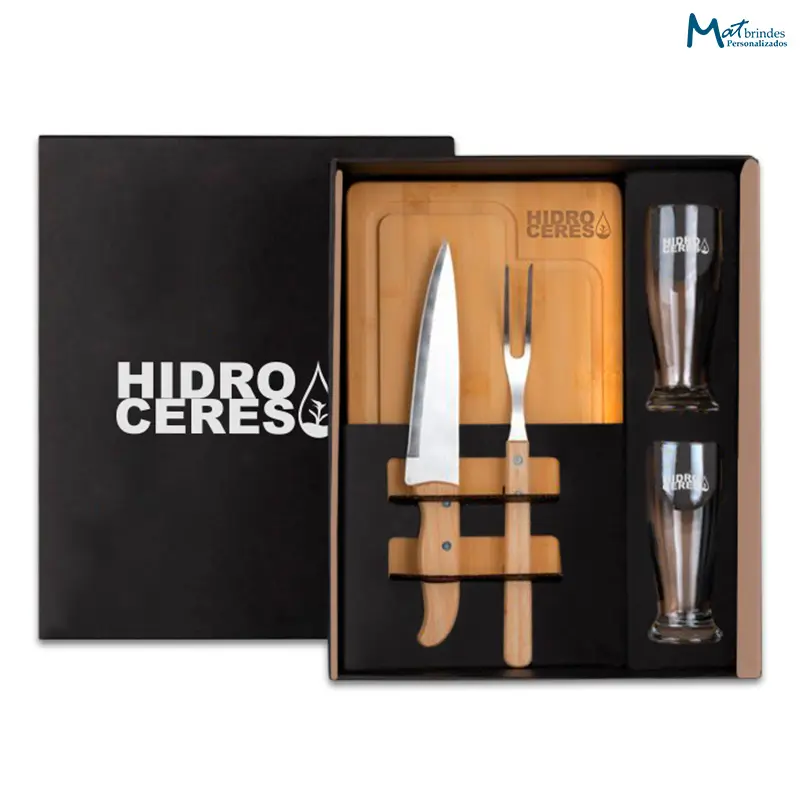 Kit Churrasco com Copos de Cerveja Personalizado - MB543