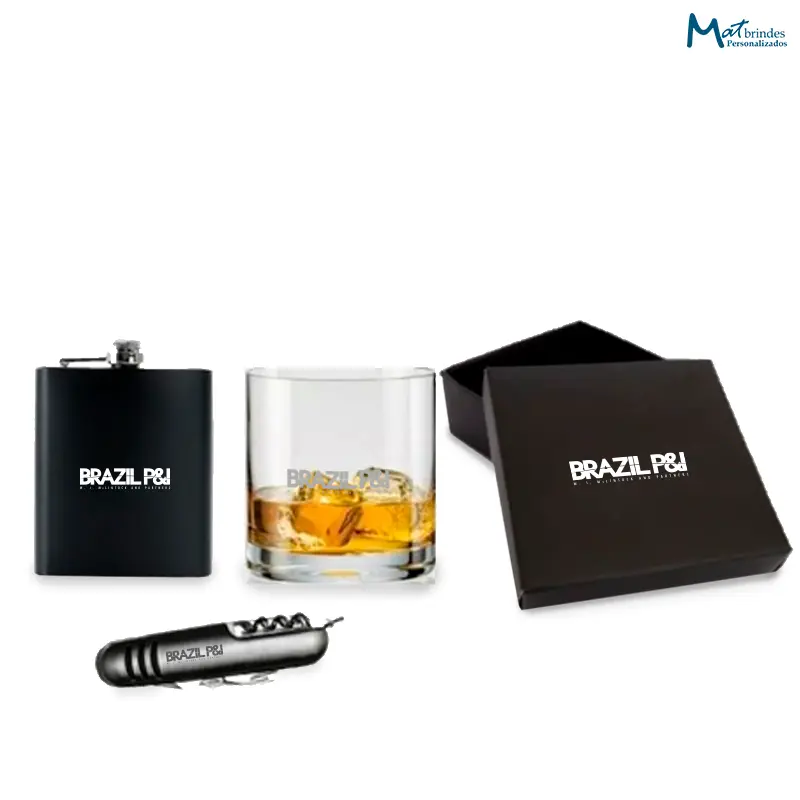 Kit Whisky com Copo Rocks Bar Personalizado - MB536