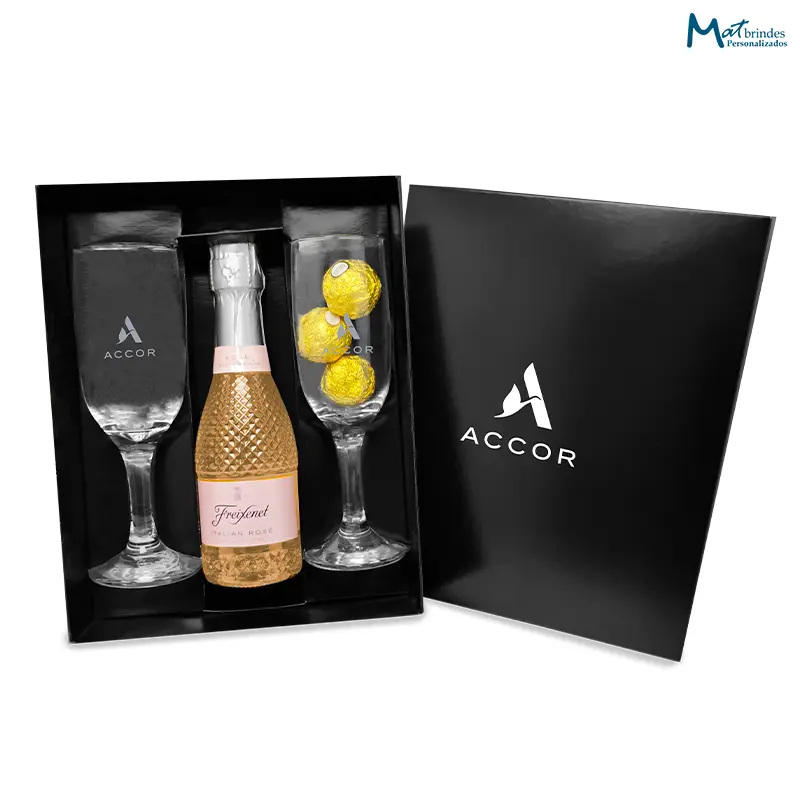 Kit Espumante Mini Freixenet Italian Rosé 200ml com 2 Taças - MB716