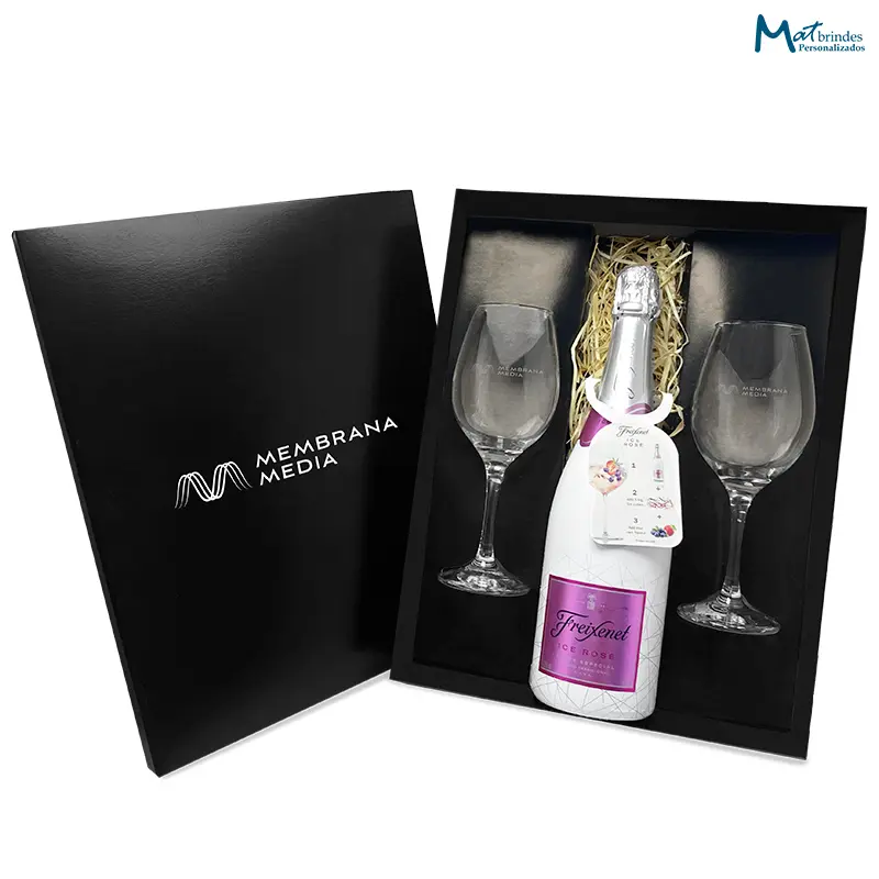 Kit Espumante Freixenet Ice Rosé 750ml com Taça Barone - MB731