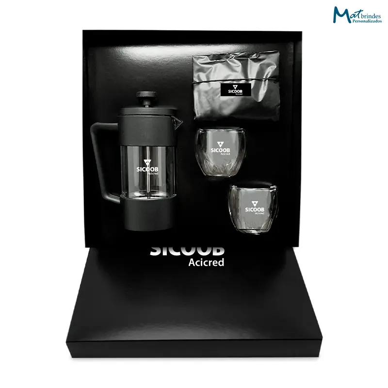 Kit Cafeteira Francesa de 300ml Personalizado - MB768