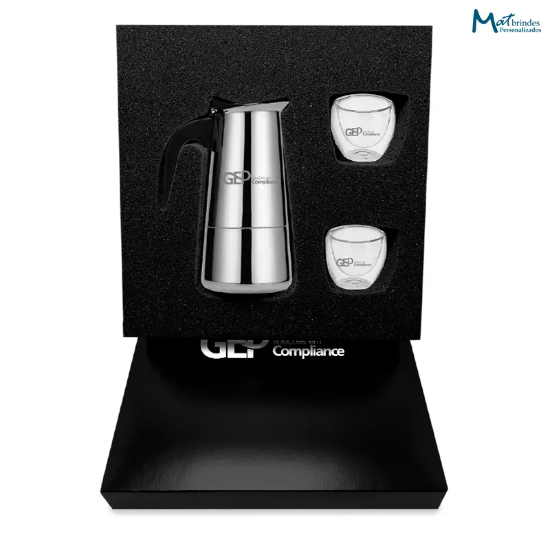 Kit Cafeteira Italiana com Copos Parede Dupla - MB765