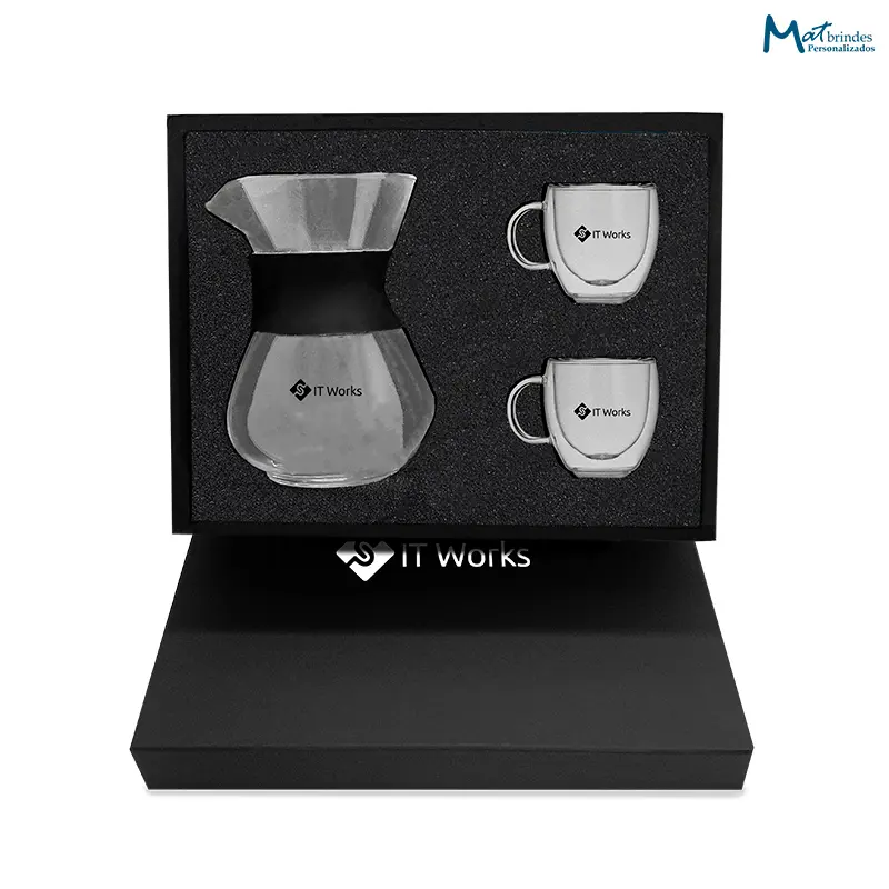 Kit Café com Cafeteira e Xícaras de Parede Dupla - MB798