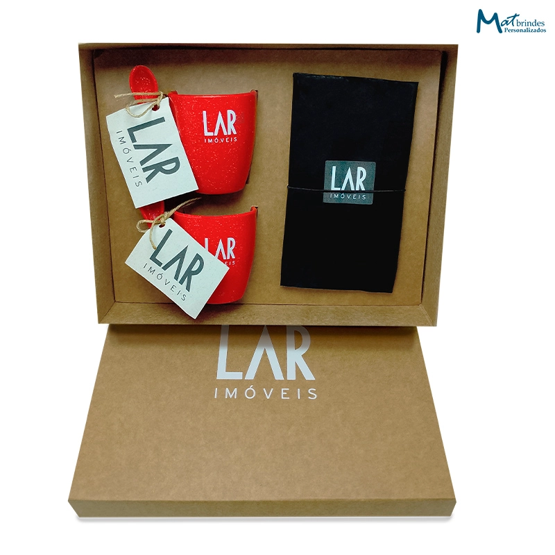 Kit Café Personalizado com Xícaras em Fibra de Madeira - MB817