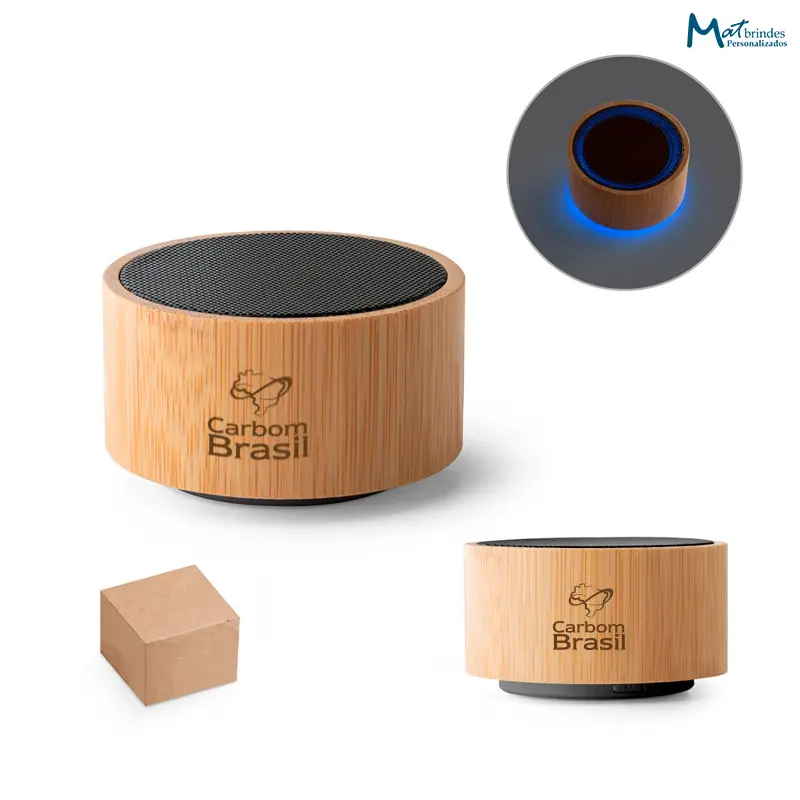Caixa de Som Portátil em Bambu e ABS Personalizada - MB845