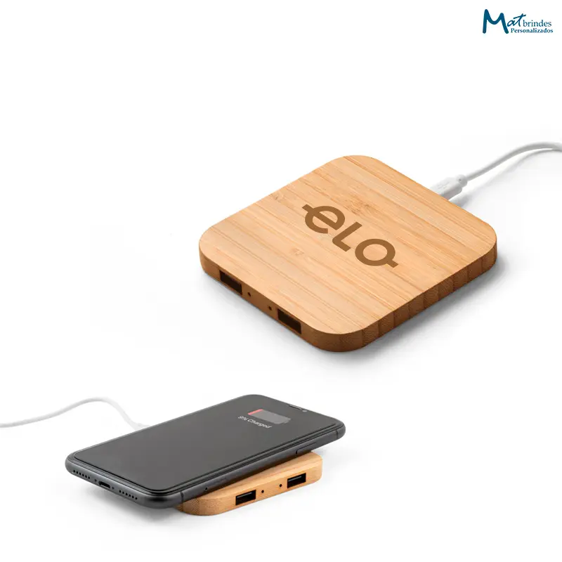 Carregador Wireless em Bambu Personalizado - MB839