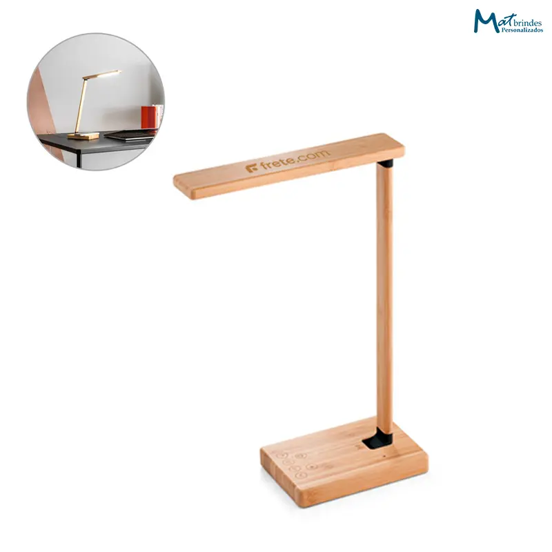 Luminária em Bambu Personalizada com Carregador por Indução - MB837