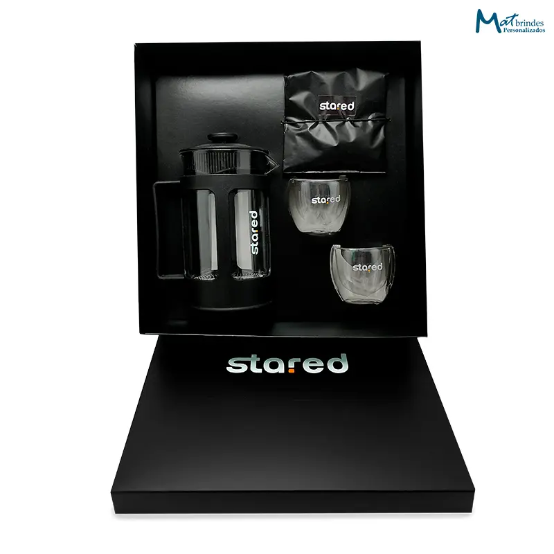 Kit Cafeteira Francesa de 600ml Personalizada - MB865