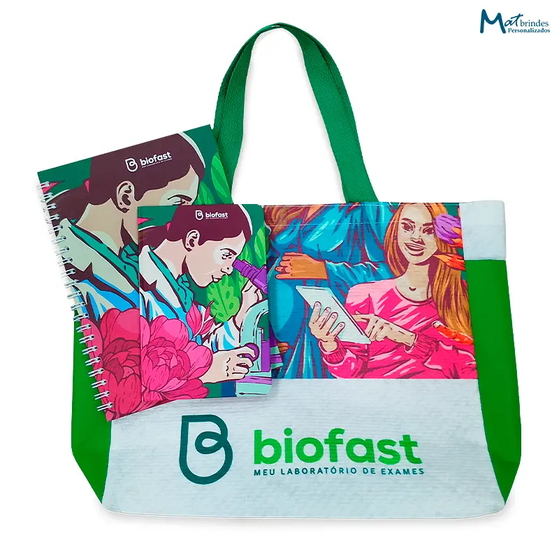 Kit Sacola com Bloco e Caderno Personalizado - MB870
