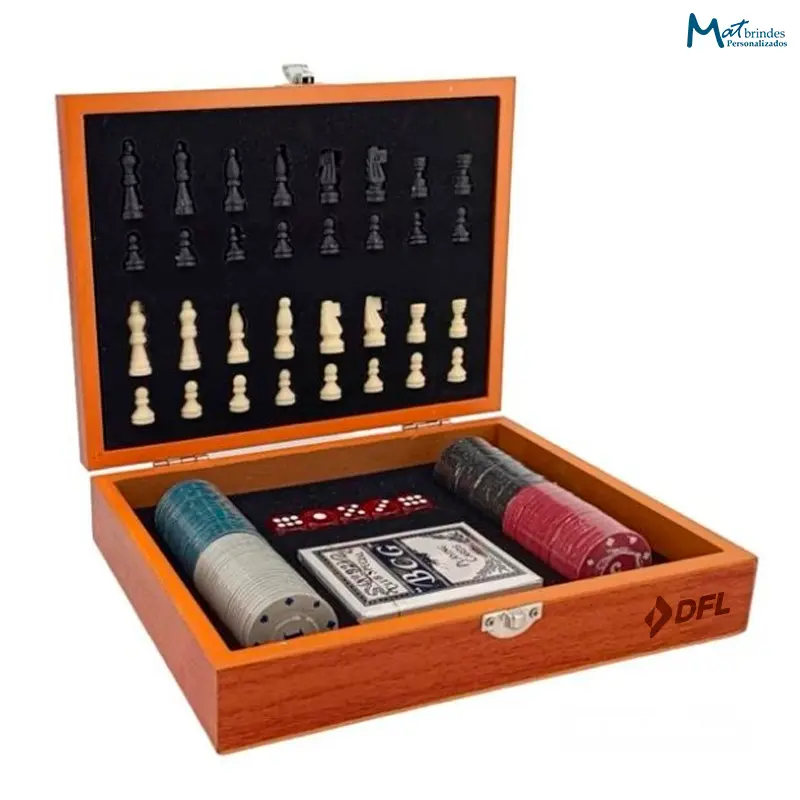 Conjunto de Xadrez com Caixa de Madeira -MB921
