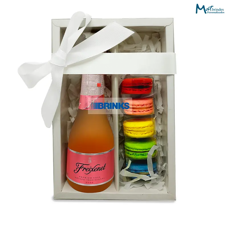 Kit Mini Espumante Rose com Macarons Personalizado - MB923