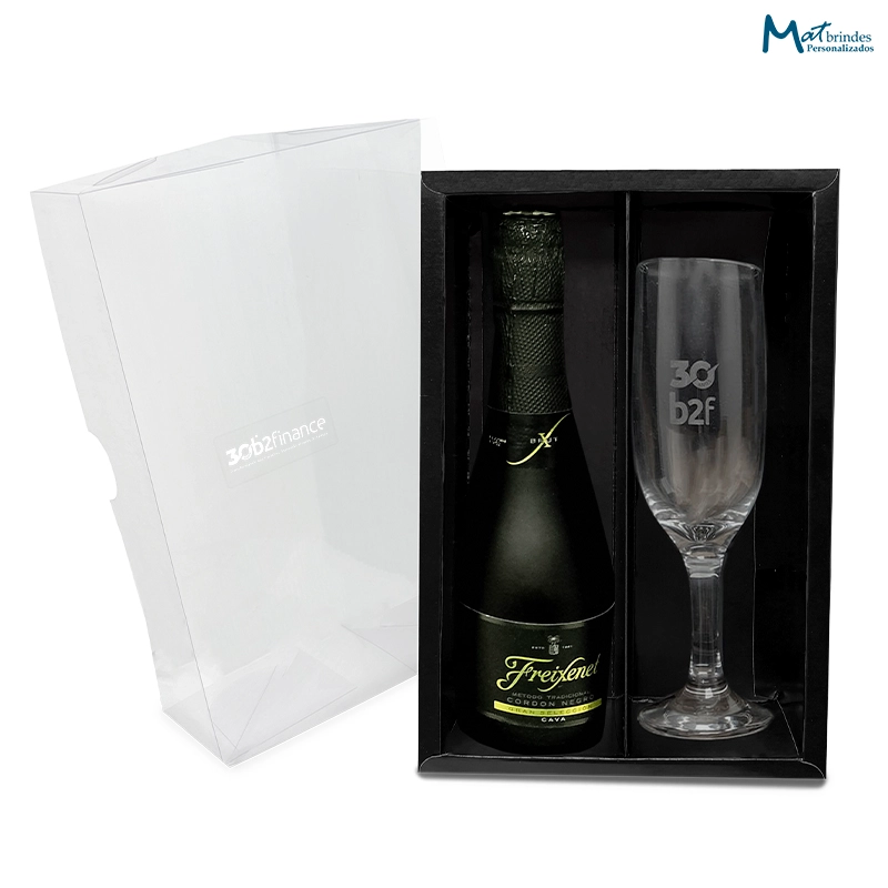 Kit Mini Espumante na Caixa Com Visor Personalizado - MB919