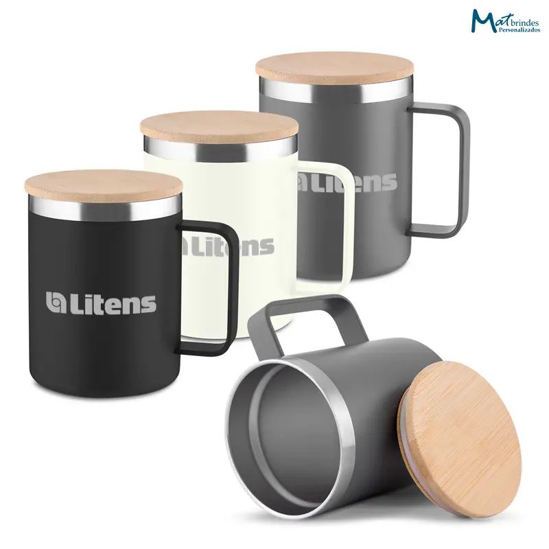 Caneca Térmica em Aço Inox de 400ml Personalizada - MB936