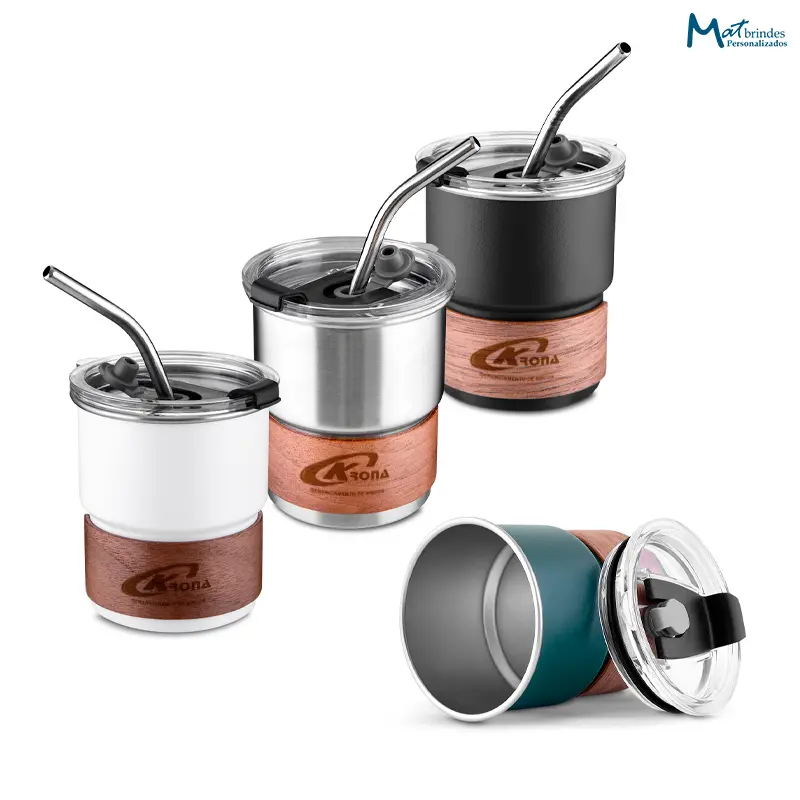 Copo em Inox e Fibra de Noz Personalizado - MB929