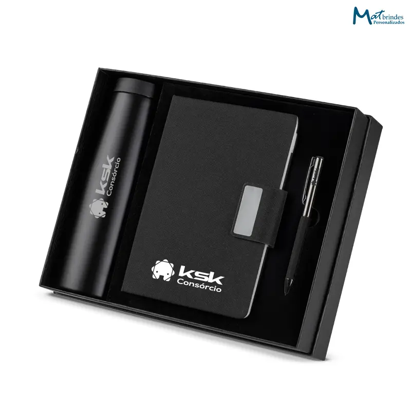 Kit Escritório com Caderno e Caneta em Material Reciclado Personalizado - MB945