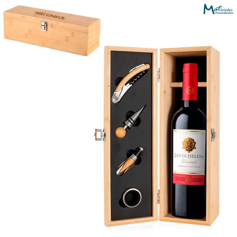 Kit Vinho em Bambu Personalizado - MB931