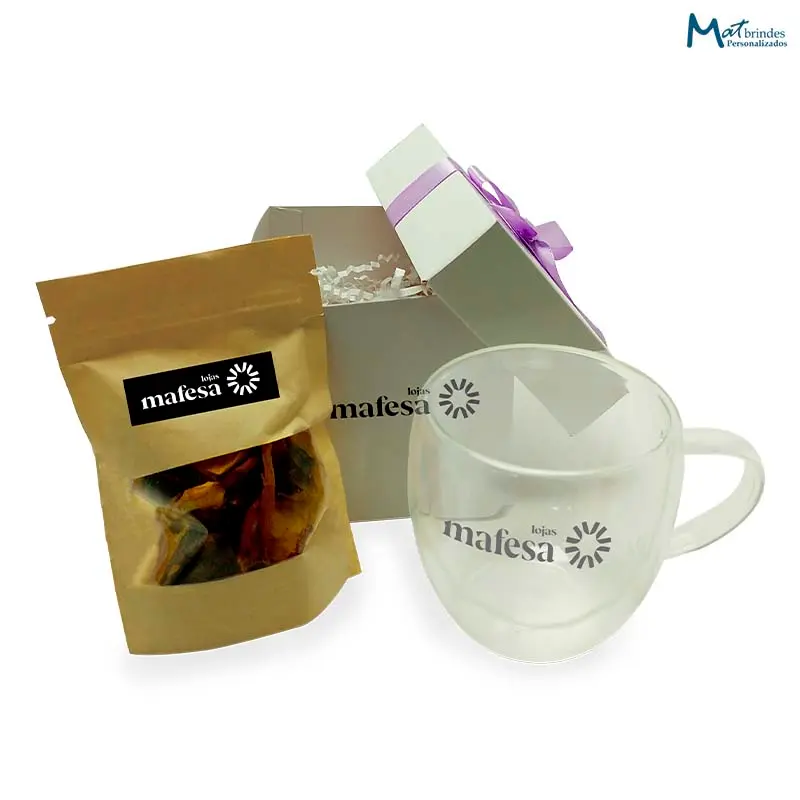Kit Chá Personalizado com Xícara Parede Dupla - MB959