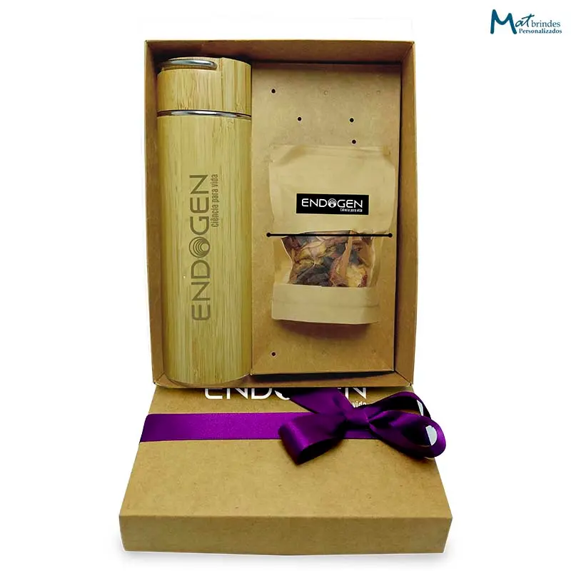 Kit Chá com Squeeze em Bambu Personalizado - MB962