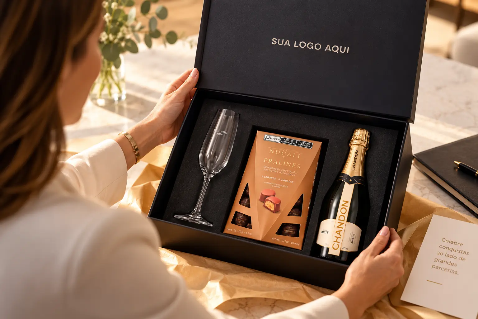 Presente Corporativo com Chandon e Chocolates